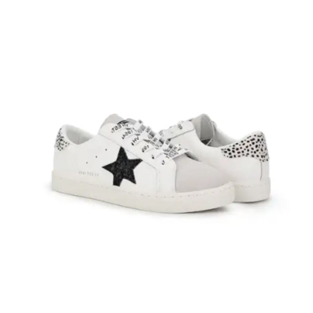 Vintage Havana NIB‎ Bianca Sneaker White Blush Cheetah Black Glitter Star Sz 8.5